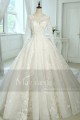 Ball-Gown Scoop Neck Tulle Lace Vintage Wedding Dress With Illusion Sleeve - Ref M383 - 02