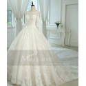 Ball-Gown Scoop Neck Tulle Lace Vintage Wedding Dress With Illusion Sleeve - Ref M383 - 05