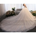 ravissante robe de mariée couleur champagne bustier dentelle et longue traîne - Ref M391 - 02
