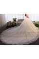ravissante robe de mariée couleur champagne bustier dentelle et longue traîne - Ref M391 - 02