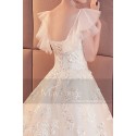 robe mariage blanche manche courte voile douce dentelle et strass - Ref M392 - 05