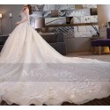 Tulle Champagne Bridal Gown With Long Train - Ref M375 - 03