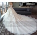 Off-The-Shoulder Tulle Princess Wedding Dress With Long Train - Ref M380 - 02