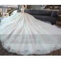 Off-The-Shoulder Tulle Princess Wedding Dress With Long Train - Ref M380 - 04