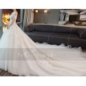 Off-The-Shoulder Tulle Princess Wedding Dress With Long Train - Ref M380 - 05