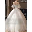 Ivory Off-The-Shoulder Ball-Gown Wedding Dress Short Sleeves With Ruffles - Ref M389 - 04