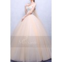 Strapless Tulle Champagne Wedding Dress With Lace Bodice - Ref M374 - 03
