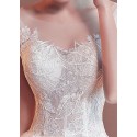 robe de mariée dentelle cérémonie avec manchettes et long traîne - Ref M385 - 05