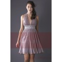 Steel Grey V-Neck Homecoming Dress With Shiny Belt - Ref C125 - 02