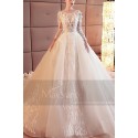 Long Sleeve Tulle Princess Wedding  Dress With Illusion Bodice - Ref M377 - 03