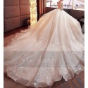 Long Sleeve Tulle Princess Wedding  Dress With Illusion Bodice - Ref M377 - 04