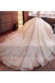 Long Sleeve Tulle Princess Wedding  Dress With Illusion Bodice - Ref M377 - 04