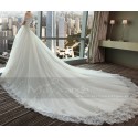 Cathedral Train Off-The-Shoulder Tulle And Lace Ball-Gown Wedding Dress - Ref M381 - 03