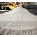 Cathedral Train Off-The-Shoulder Tulle And Lace Ball-Gown Wedding Dress - Ref M381 - 04