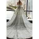 Off-The-Shoulder Sweetheart Bodice Lace Princess Dress With Train - Ref M372 - 03