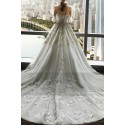 robe de mariée dentelle avec bretelles tombantes bustier - Ref M372 - 03