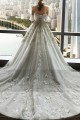 Off-The-Shoulder Sweetheart Bodice Lace Princess Dress With Train - Ref M372 - 03