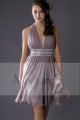 Steel Grey V-Neck Homecoming Dress With Shiny Belt - Ref C125 - 03