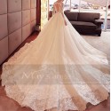 Backless Lace Tatoo Wedding Dresses With Train - Ref M384 - 04