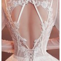 Backless Lace Tatoo Wedding Dresses With Train - Ref M384 - 05