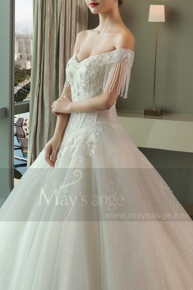 robe de mariee de luxe bustier en dentelles perlées - M390 #1