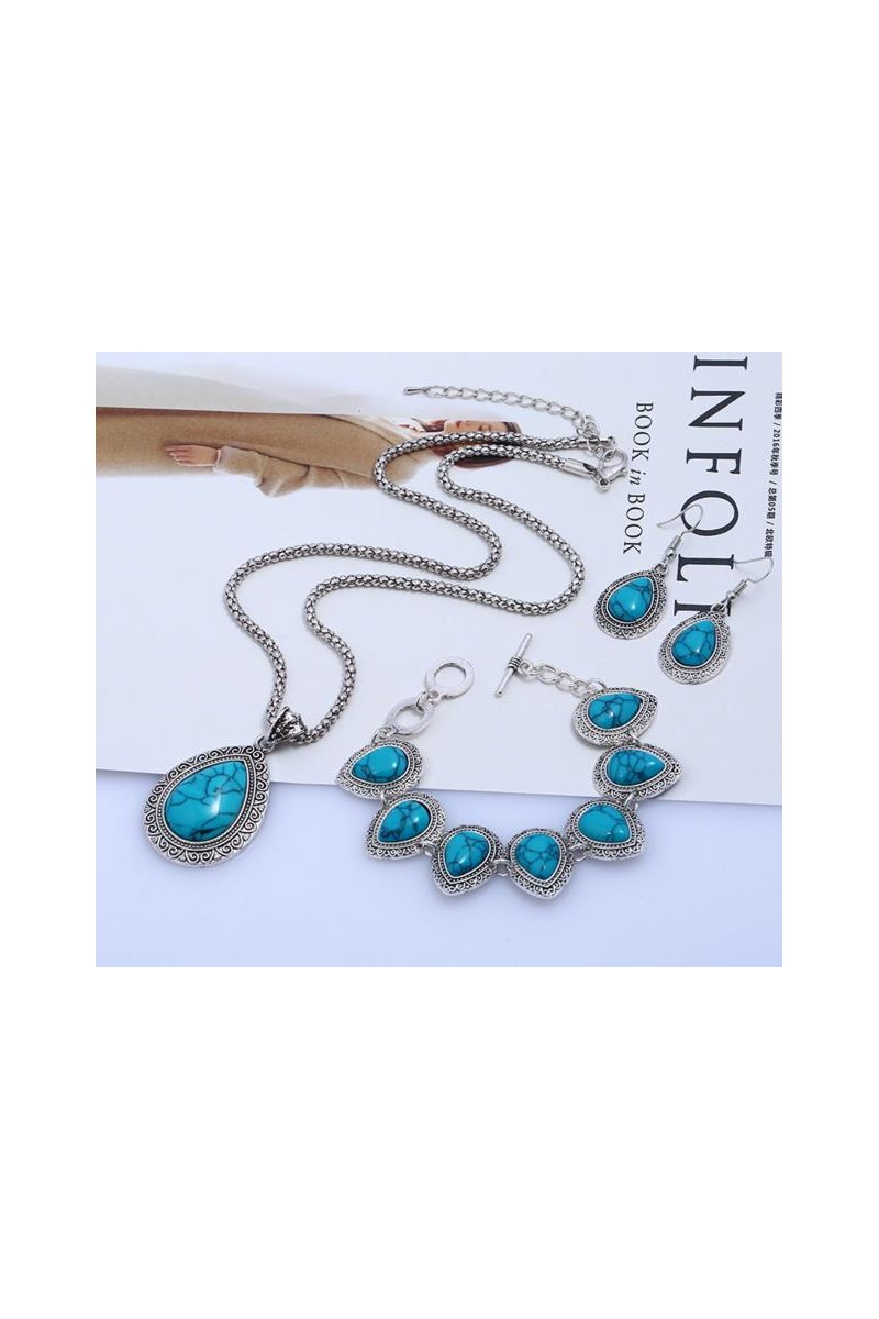 Adjustable blue lake vintage necklace - Ref F002 - 01