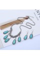 Blue stone costume jewelry necklace set - Ref F005 - 03