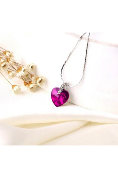 Heart pink fancy necklaces for women - F006 #1