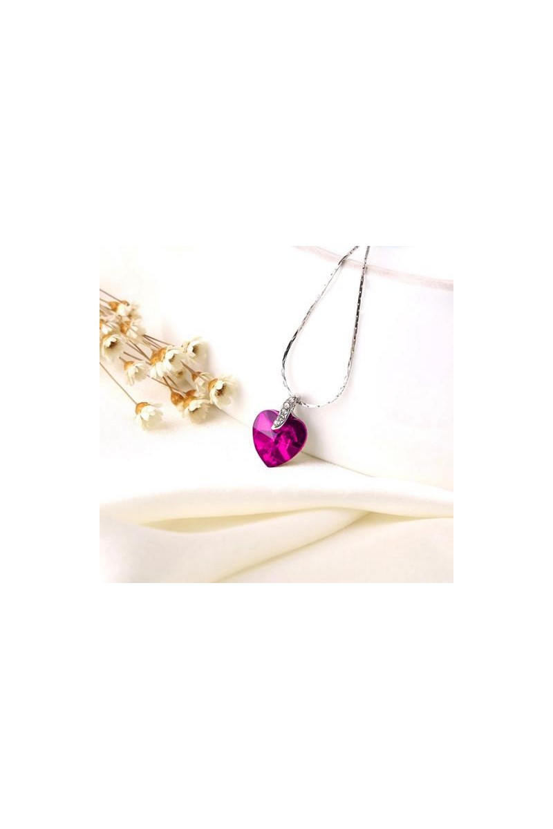 Heart pink fancy necklaces for women - Ref F006 - 01