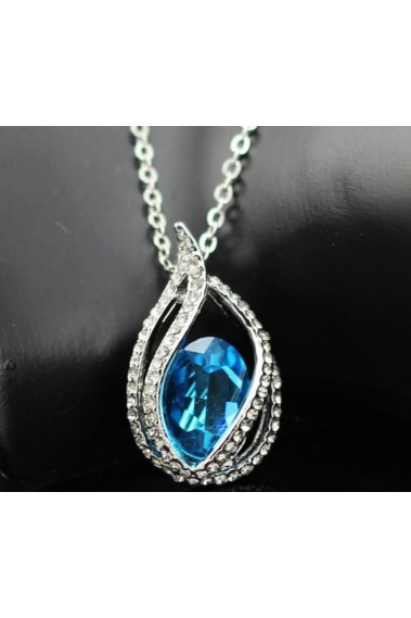 Collier pendentif pierre cristal bleu - F024 #1