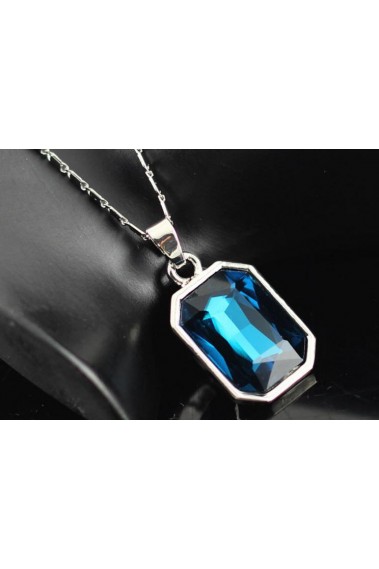 Cheap silver chain blue topaz necklace - F032 #1