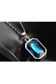 Cheap silver chain blue topaz necklace - Ref F032 - 02