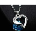 Silver Pendant Blue Color Heart Shape - Ref F036 - 02