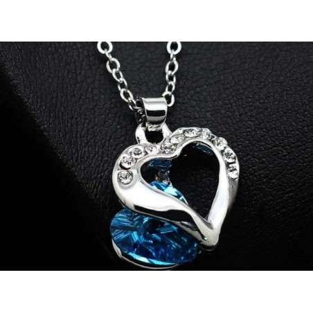 Silver Pendant Blue Color Heart Shape
