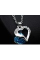 Silver Pendant Blue Color Heart Shape - Ref F036 - 02