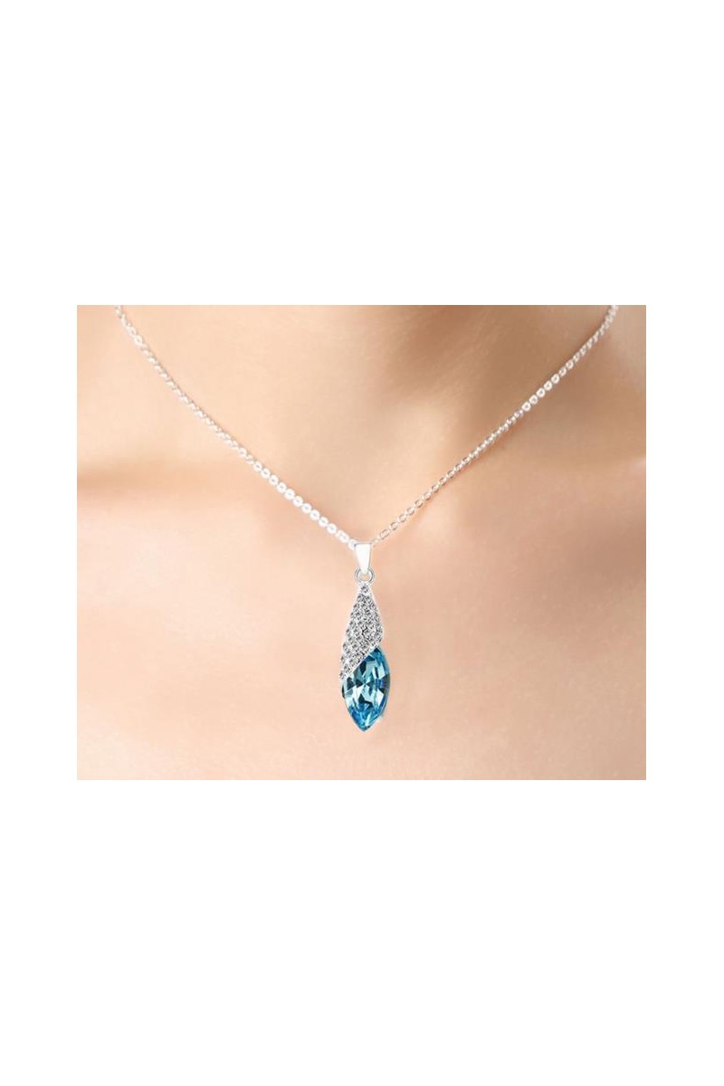 Chaine en argent femme bleu turquoise - Ref F037 - 01 Chaine en argent femme bleu turquoise - Ref F037 - 01