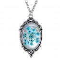 Collier vintage fleur bleue turquoise - Ref F038 - 02