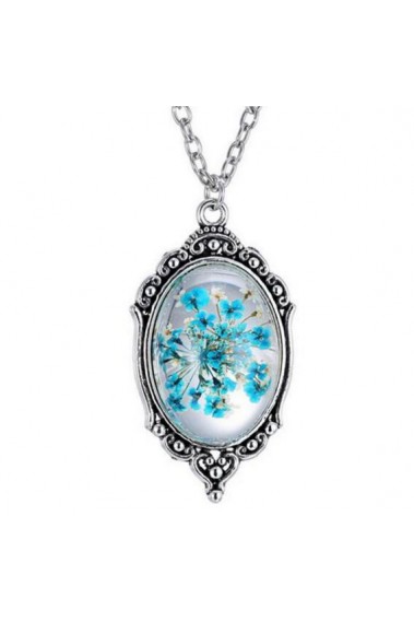 Collier vintage fleur bleue turquoise - F038 #1