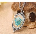 Collier vintage fleur bleue turquoise - Ref F038 - 03