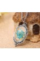 Collier vintage fleur bleue turquoise - Ref F038 - 03