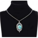 Collier vintage fleur bleue turquoise - Ref F038 - 04