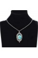 Collier vintage fleur bleue turquoise - Ref F038 - 04