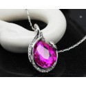 Silver necklace for women pink stone - Ref F041 - 02