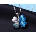 Beaux bijoux collier femme trefle bleu - Ref F050 - 02