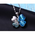 Blue crystal four leaf clover necklace - Ref F050 - 02