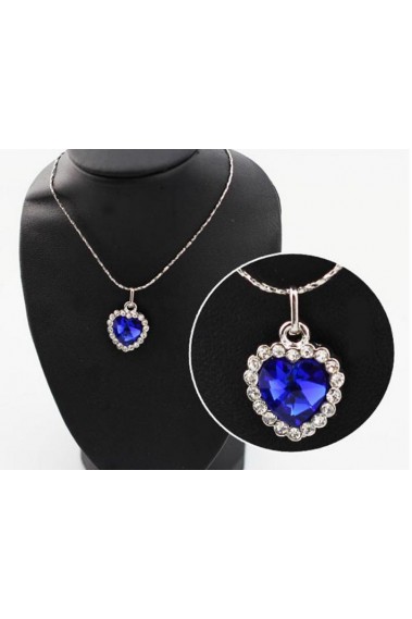 Blue sapphire pendant sparkling heart - F052 #1