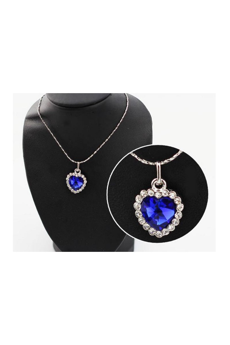 Blue sapphire pendant sparkling heart - Ref F052 - 01