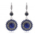 Crochet pendant blue bohemian earrings - Ref B010 - 02