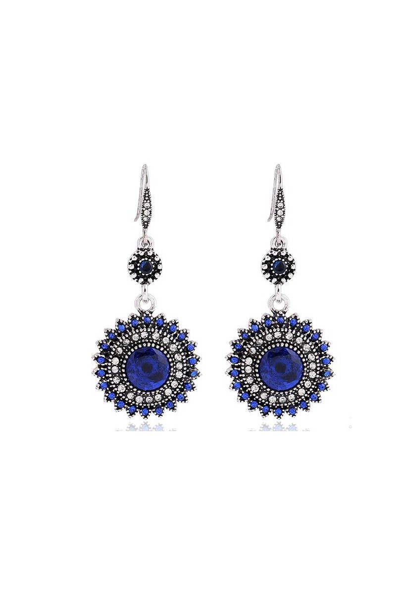 Crochet pendant blue bohemian earrings - Ref B010 - 01