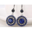 Crochet pendant blue bohemian earrings - Ref B010 - 03